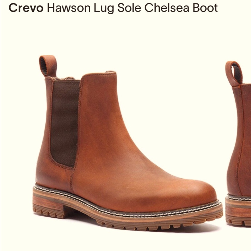 Crevo Men’s chelsea boots, leather, wool lining